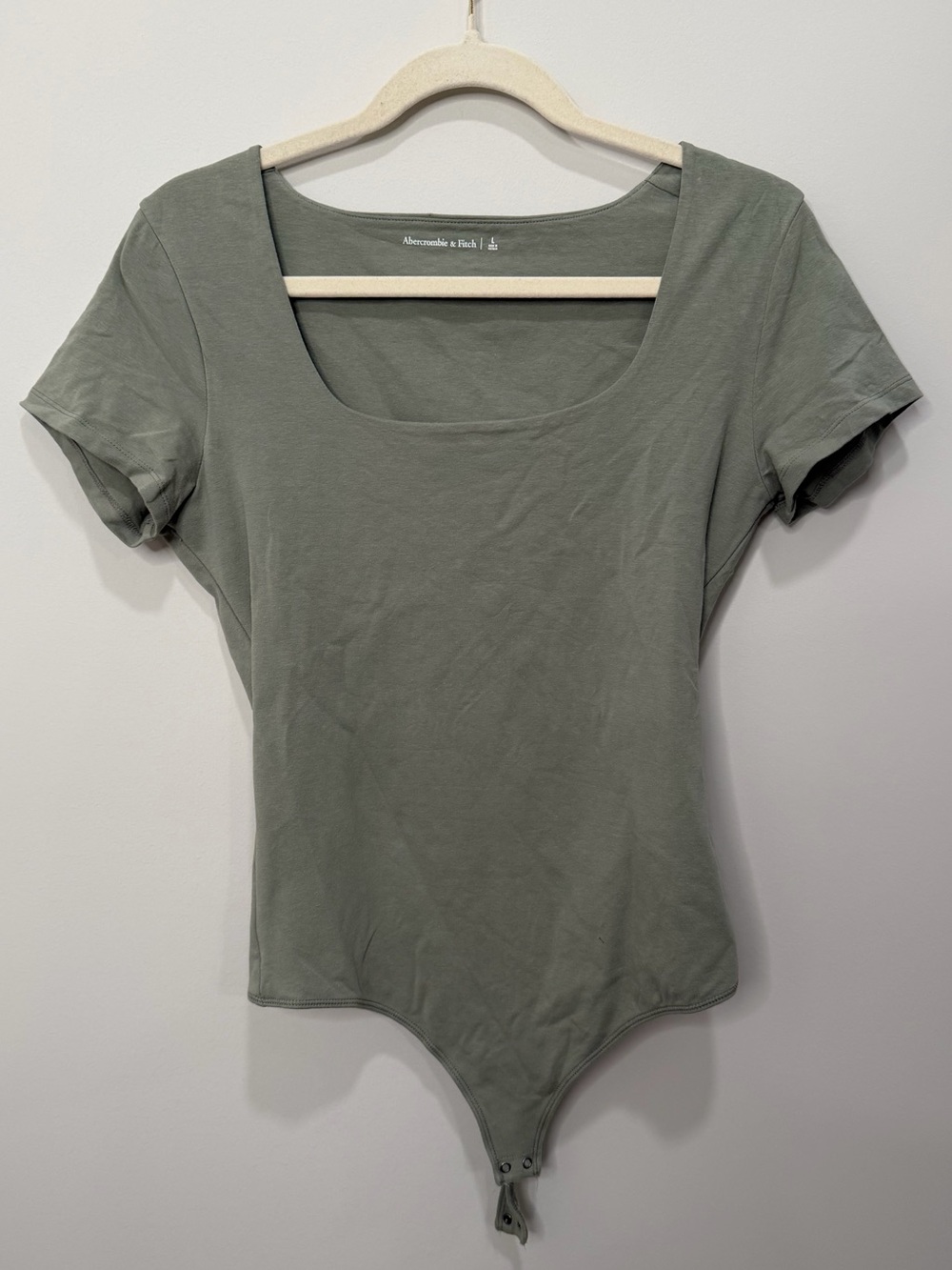 Abercrombie & Fitch Sage Green Square Neck Short Sleeve Bodysuit Size Large